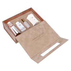Ahmed Al Maghribi luxury velvet gift box with perfume bottles